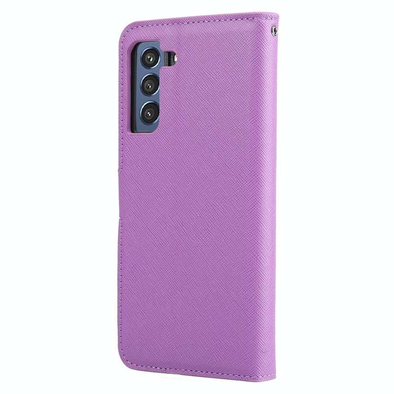 For Samsung Galaxy S21 FE 5G Cross Texture Detachable Leather Phone Case(Purple)