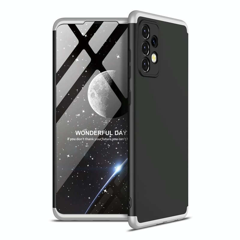 For Samsung Galaxy A52 5G / 4G GKK Three Stage Splicing Full Coverage PC Phone Case(Black Silver)