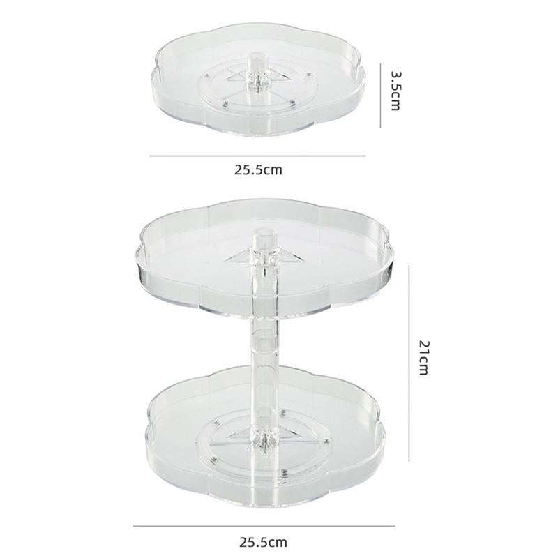 Kitchen Transparent Rotatable Condiment Storage Turntable Double-Layer Multi-Function Shelf