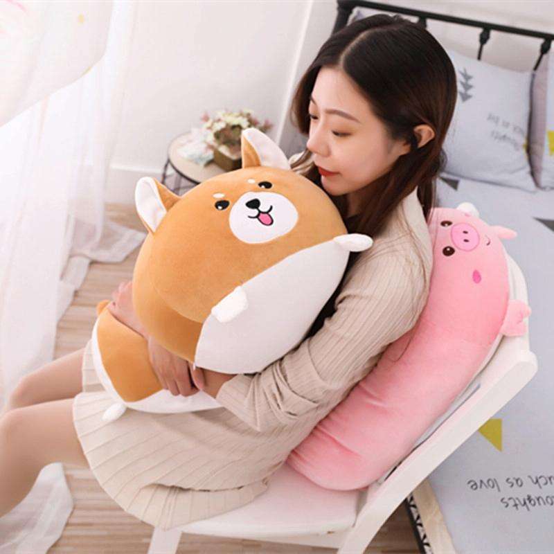 New Soft Animal Cartoon Pillow Cushion Cute Fat Dog Cat Totoro Penguin Pig Frog Plush Toy 60cm(pig)