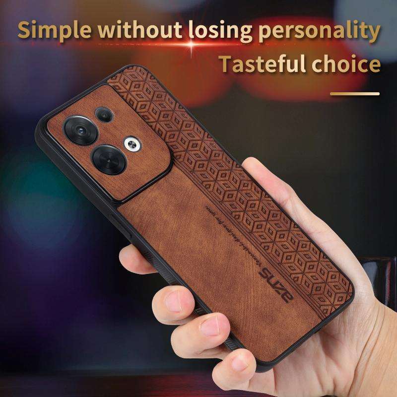For OPPO Reno8 AZNS 3D Embossed Skin Feel Phone Case(Brown)