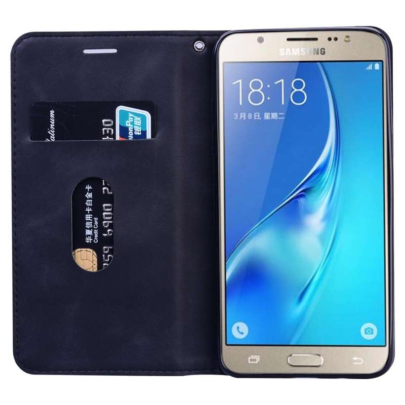 For Samsung Galaxy J5 (2016) / J510 Frosted Business Magnetic Horizontal Flip PU Leather Case wit...