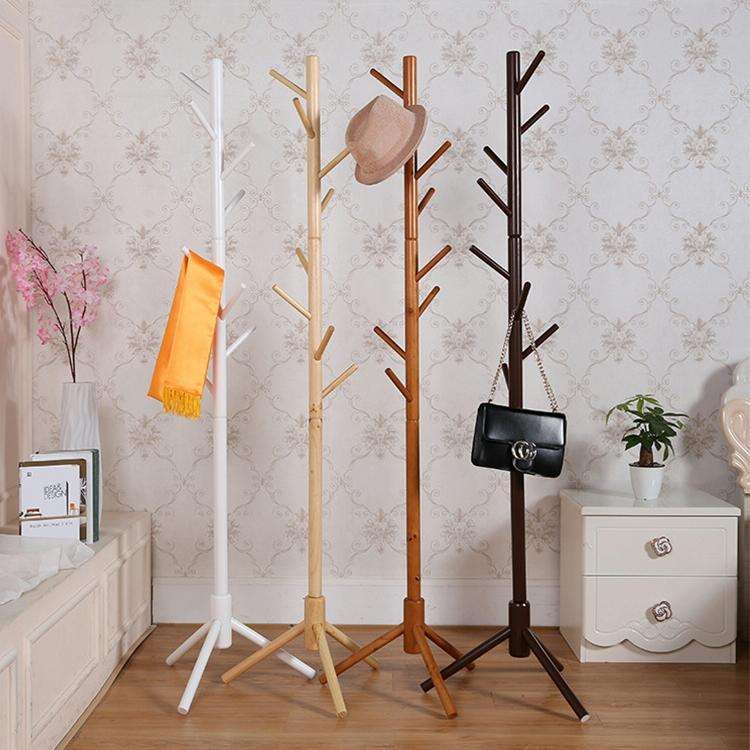 Creative Tree-shaped Solid Wood Floor Hatstand Clothes Hanging Rack,Size: 176x48x48cm (Coffee)