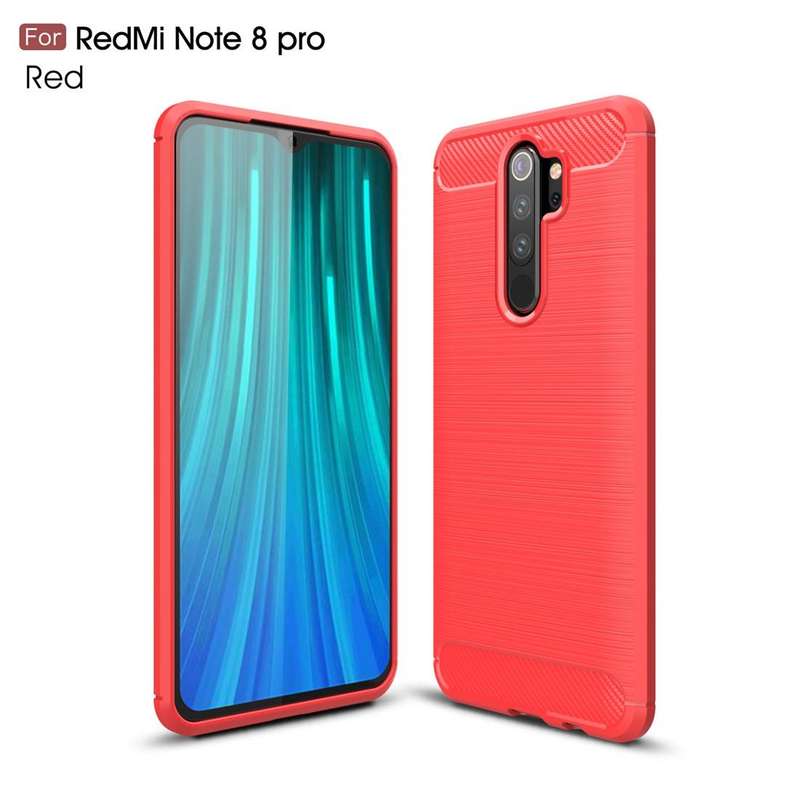 For Xiaomi Redmi Note 8 Pro Brushed Texture Carbon Fiber TPU Case(Red)