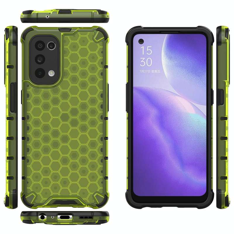 For Oppo Reno5 5G Shockproof Honeycomb PC + TPU Case(Green)