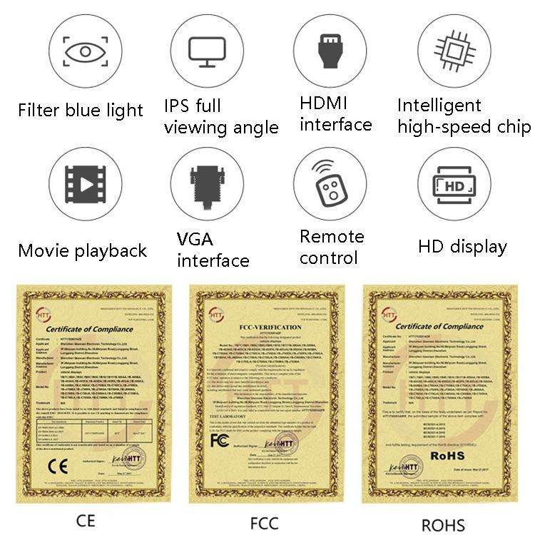 YB-700A-1 7 Inch 12/24V HD Car Monitor Display HDMI VGA AV Interface Home Computer Video Player R...
