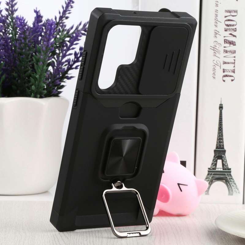 For Samsung Galaxy S22 Ultra 5G Sliding Camera Cover Design PC + TPU Shockproof Phone Case with R...