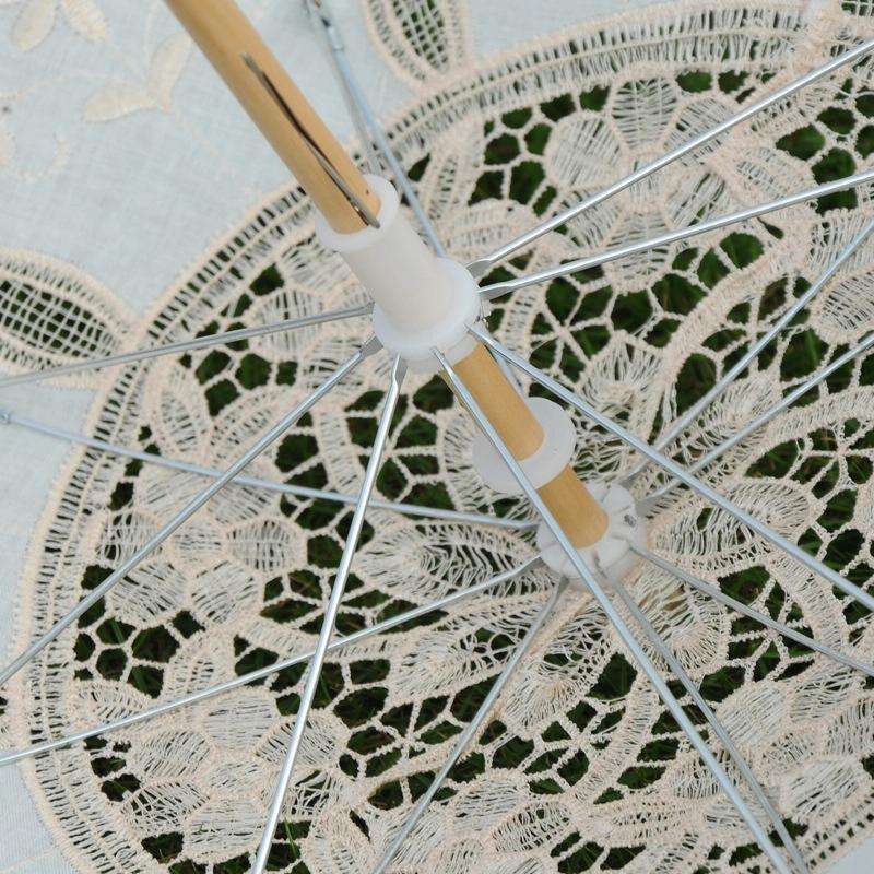 Wedding Bridal Lace Umbrella Shooting Props Wedding Supplies, Size: Length 43/Diameter 45cm(Milky...