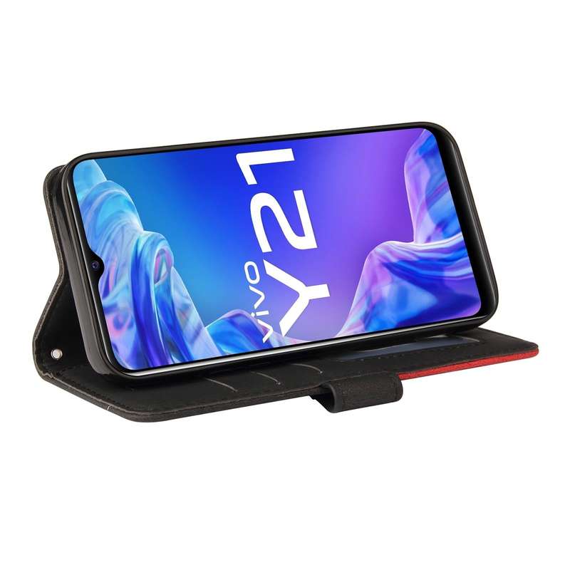 For vivo Y21 2020/Y21s/Y33s Dual-color Splicing Horizontal Flip PU Leather Case with Holder & Car...