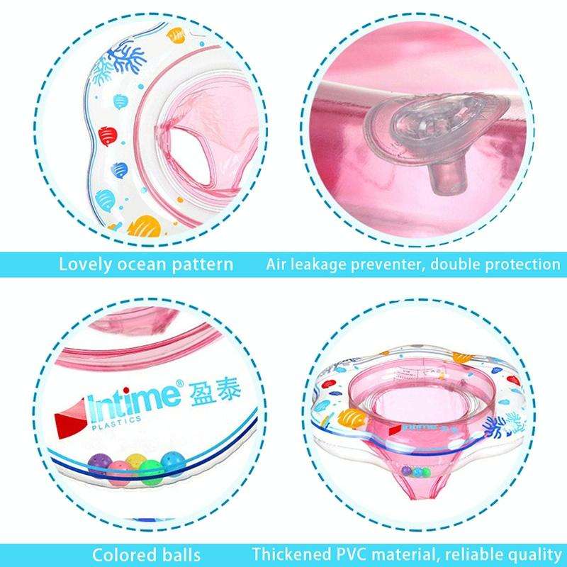 Intime PVC Infant Thick Double Underarm Swimming Ring Sitting Ring(Blue)