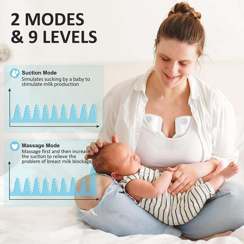 S12 LCD Screen Smart Large Capacity Portable Wearable Silent Electric Breast Pump, Color: Bilateral
