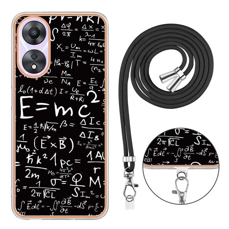 For OPPO A78 / A58 Electroplating Dual-side IMD Phone Case with Lanyard(Equation)