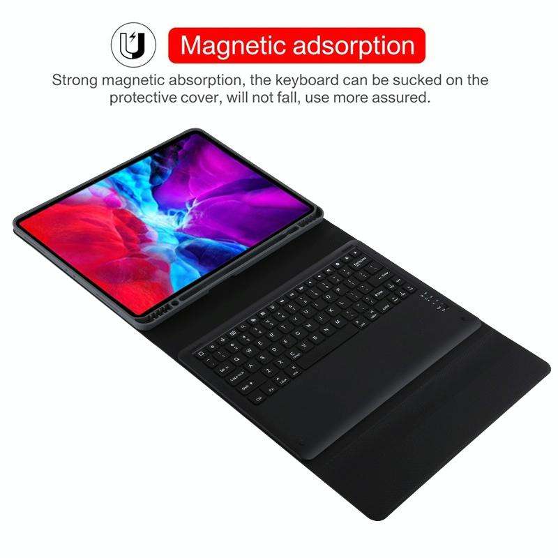 T129 Detachable Bluetooth Black Keyboard Microfiber Leather Tablet Case for iPad Pro 12.9 inch (2...