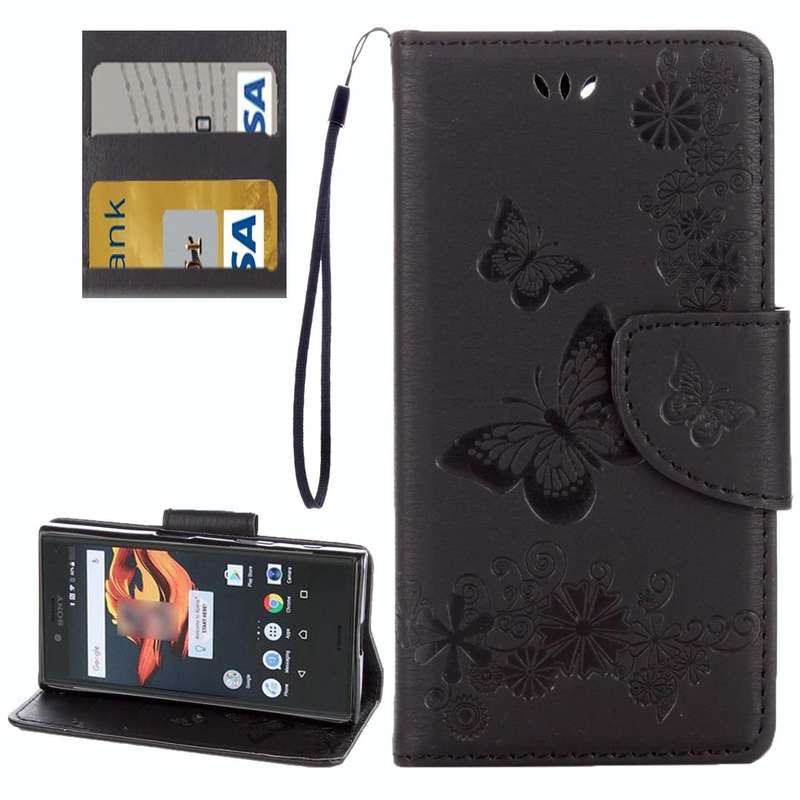 For Sony Xperia X Compact Butterflies Embossing Horizontal Flip Leather Case with Holder & Card S...