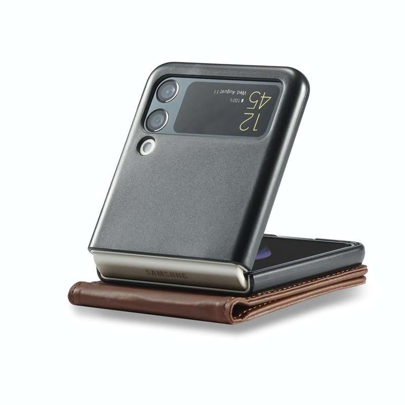 For Samsung Galaxy Z Flip4 5G LC.IMEEKE Calf Texture Leather Phone Case(Brown)