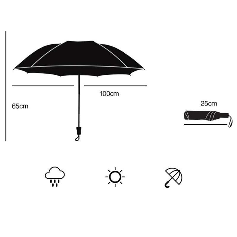Lightweight Portable Three Folding Folding Umbrella, Black Waterproof Anti-UV, K Pattern