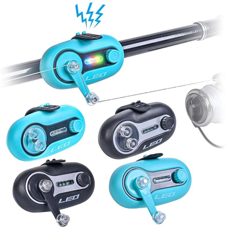 LEO 28152 Sea Rod Sound and Light Alarm Fishing Rod Prompt Alarm, Style: Turntable Blue