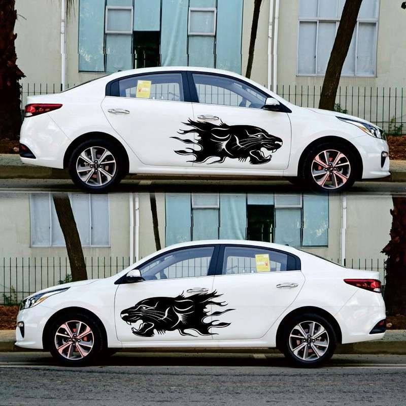 2 PCS/Set D-417 Lion Pattern Car Modified Decorative Sticker(Black)