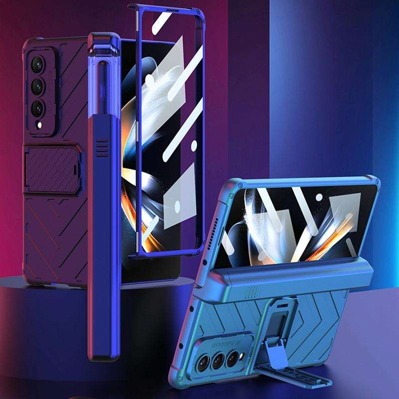For Samsung Galaxy Z Fold4 GKK Integrated Magnetic Armor Flip Phone Case With Pen Box(Black)