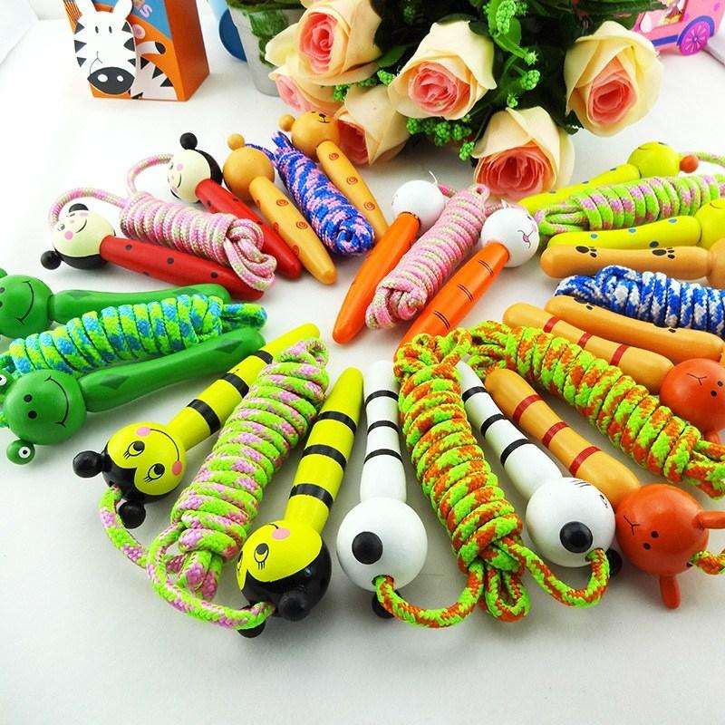 Cartoon Lovely Skipping Ropes Outdoor Game Toys Wood Handle Kids Sport Fitness Jumping Ropes, Ran...
