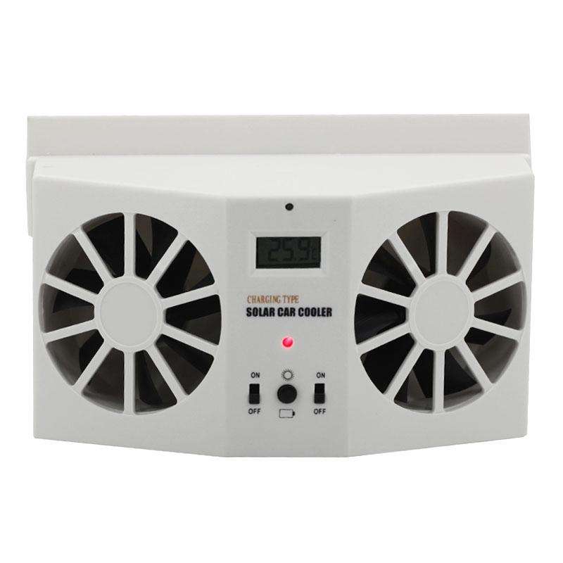 2W Solar Powered Car Auto Air Vent Cool Fan Cooler Ventilation System Radiator, with Temperature ...