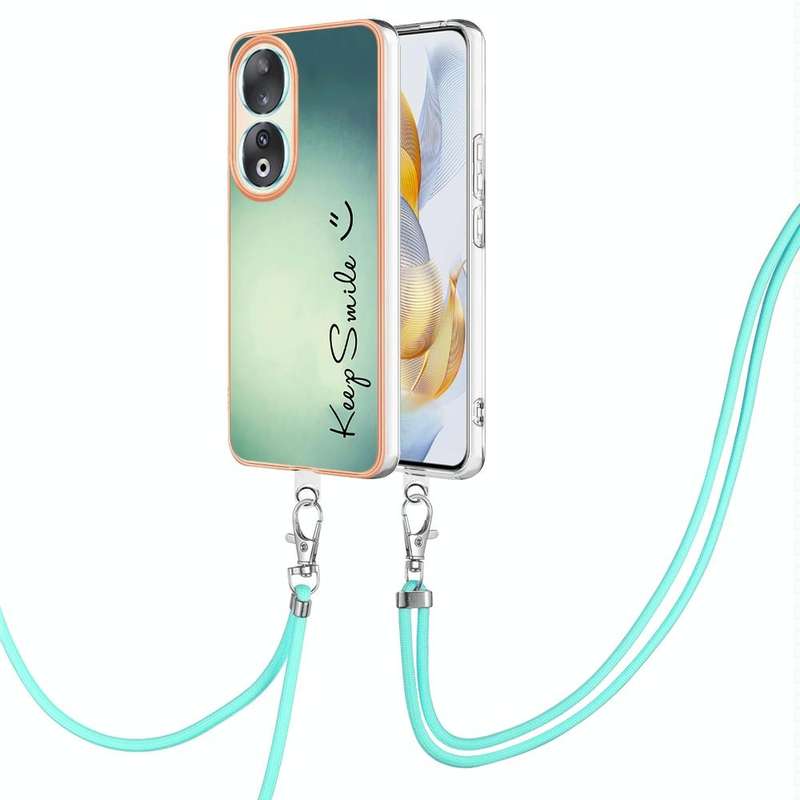 For Honor 90 Electroplating Dual-side IMD Phone Case with Lanyard(Smile)
