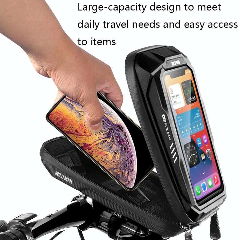 WILD MAN X3 0.5L EVA Hard Shell Bicycle Touch Screen Phone Bag(Black)