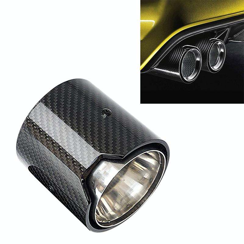 Car Modified MP Exhaust Pipe Glossy 90mm Carbon Fiber Short Tail Throat for BMW 3 Series, Air Inl...