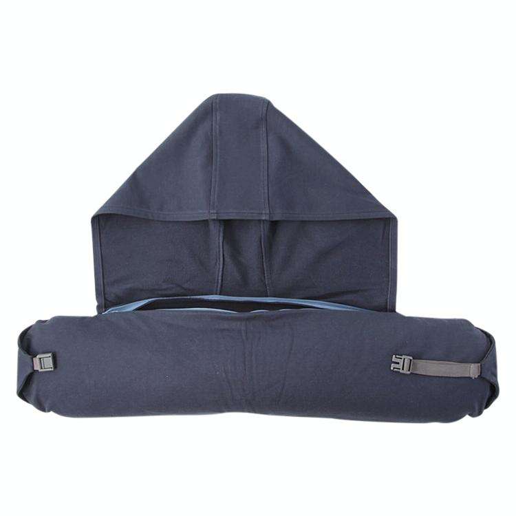 Portable Airplane Travel U-shaped Hooded Pillow Nap Time Neck Pillow(Navy Blue)
