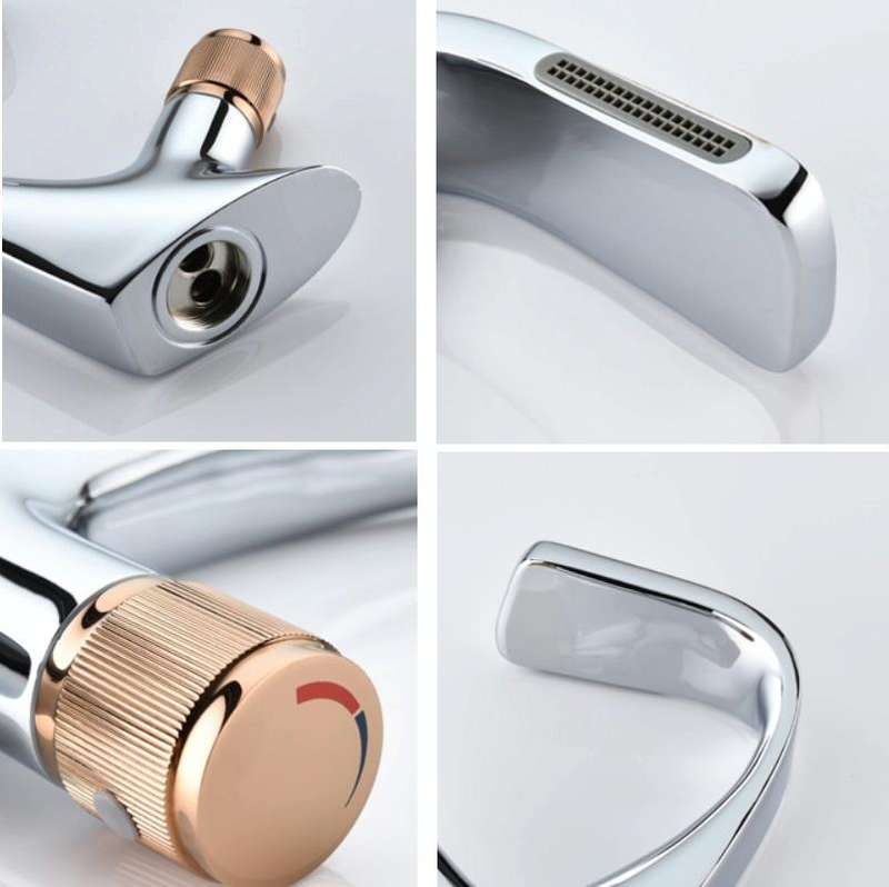 Basin Waterfall Type Hot & Cold Water All-Copper Faucet Bathroom Sanitary Ware (Electroplating Si...