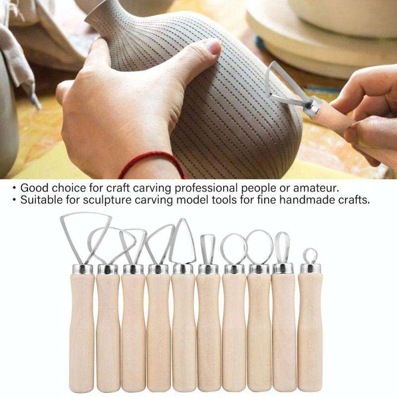 10pcs/set Art Pottery Clay Bulk Scraper Tools(Wood)