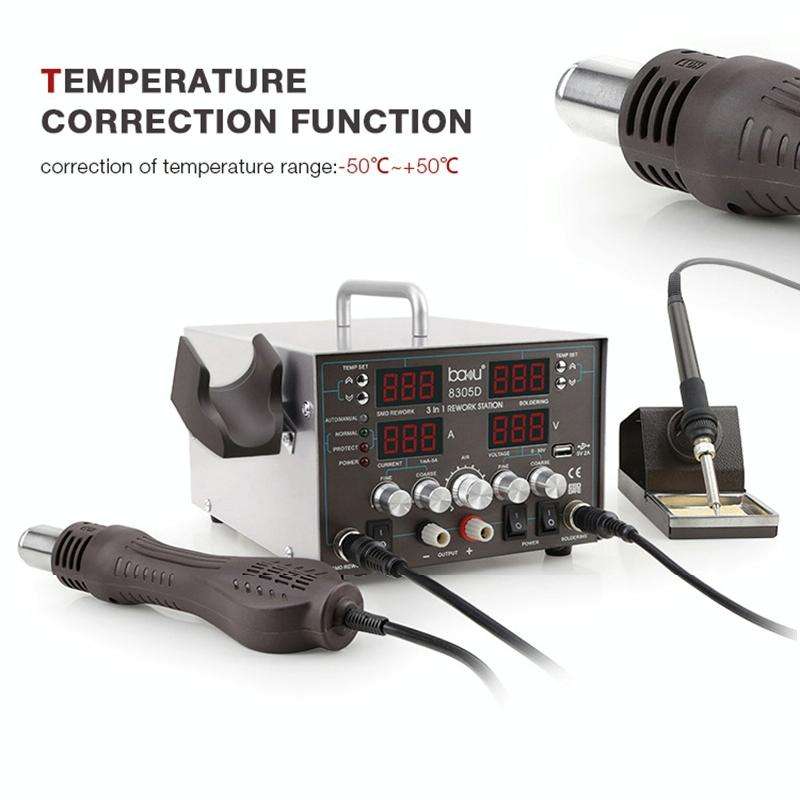 BAKU ba-8305D 220V 3 in 1 4 Digital Display Hot Air Gun Set, EU Plug