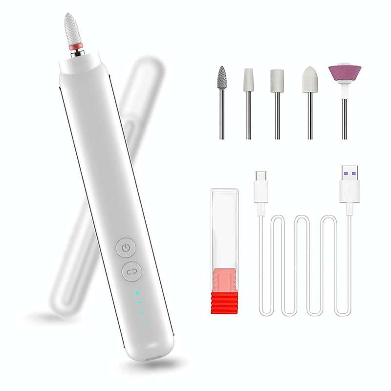 Rechargeable Nail Drill Machine Set with Ceramic Drill Bit Spot Lighting(Black)