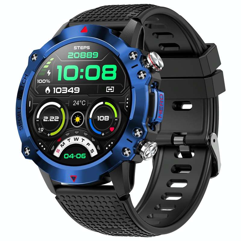 K10 1.39 inch IP67 Waterproof Smart Watch, Support Heart Rate / Sleep Monitoring(Black Blue)