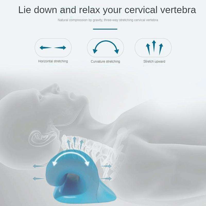 Neck Shoulder Stretcher Relaxer Cervical Chiropractic Traction Device Pillow (Dark Blue)