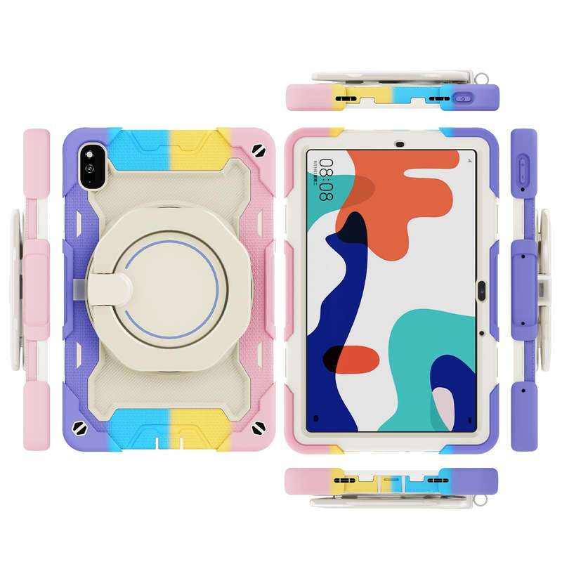 For Huawei MatePad 10.4 Armor Contrast Color Silicone + PC Tablet Case(Colorful Pink)