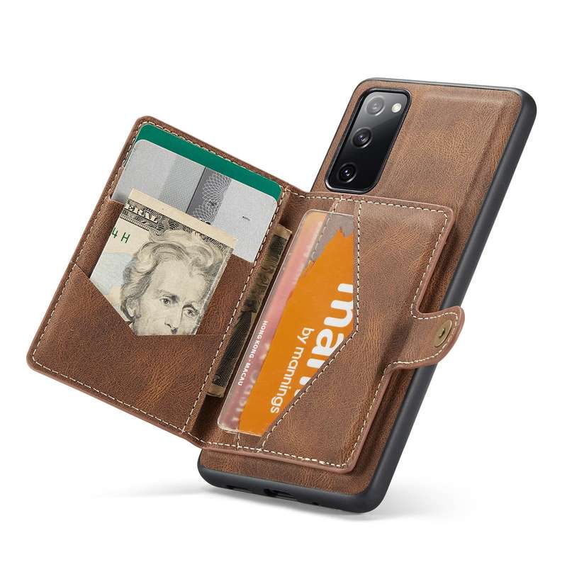 For Samsung Galaxy S20 FE JEEHOOD Retro Magnetic Detachable Protective Case with Wallet & Card Sl...