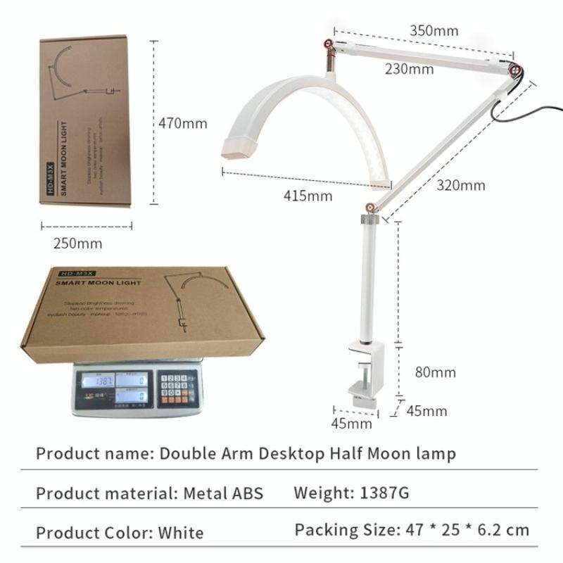 HD-M3X For Eyelash Extensions / Tattoo / Nail Art Lighting Lamp 16 inch Clip-on Half Moon Desk La...