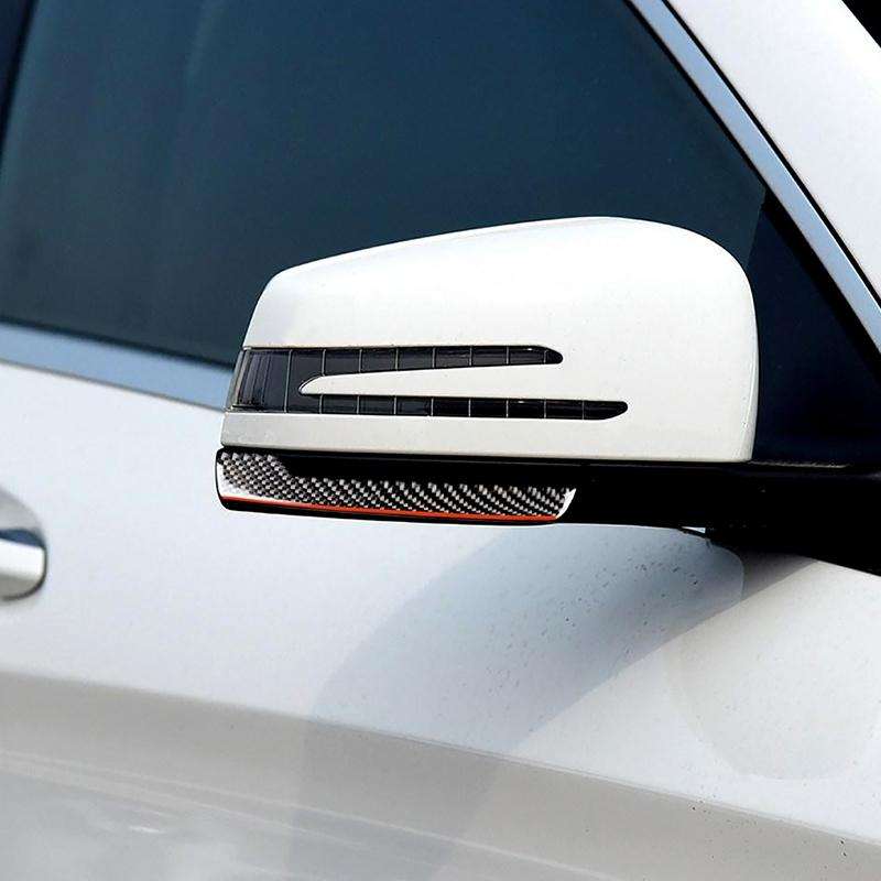 2 PCS Car Carbon Fiber Rearview Mirror Anti-collision Strip Protection Guards Trims Stickers for ...