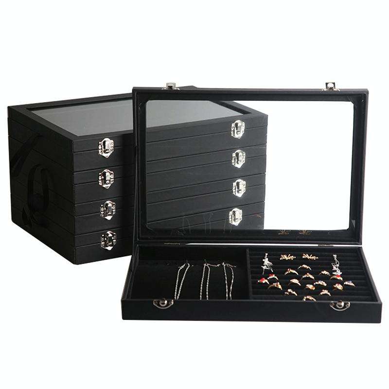 Jewelry Accessories Storage Box Jewelry Case Transparent Ring Bracelet Display Case, Color: 24 Gr...