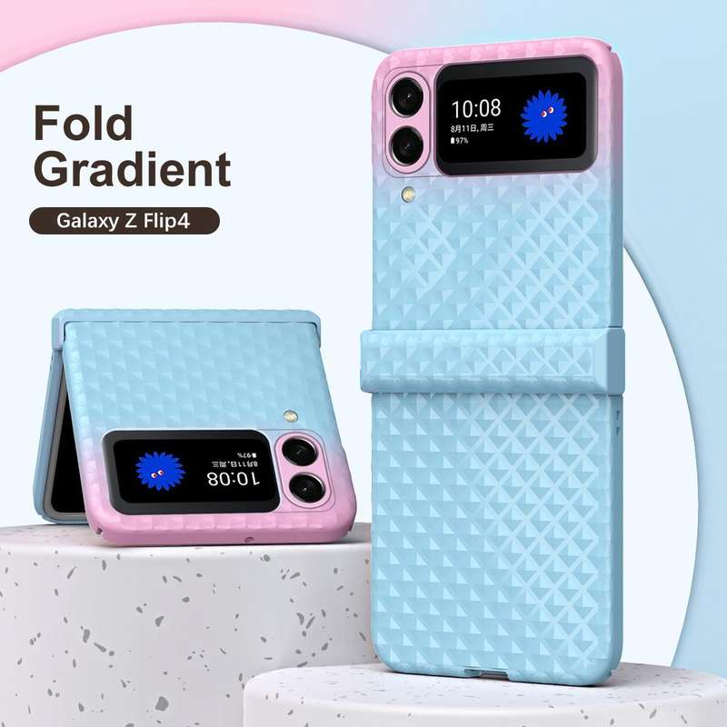 For Samsung Galaxy Z Flip4 Rainbow Gradient Hinge Shockproof Phone Case(Pink Green)