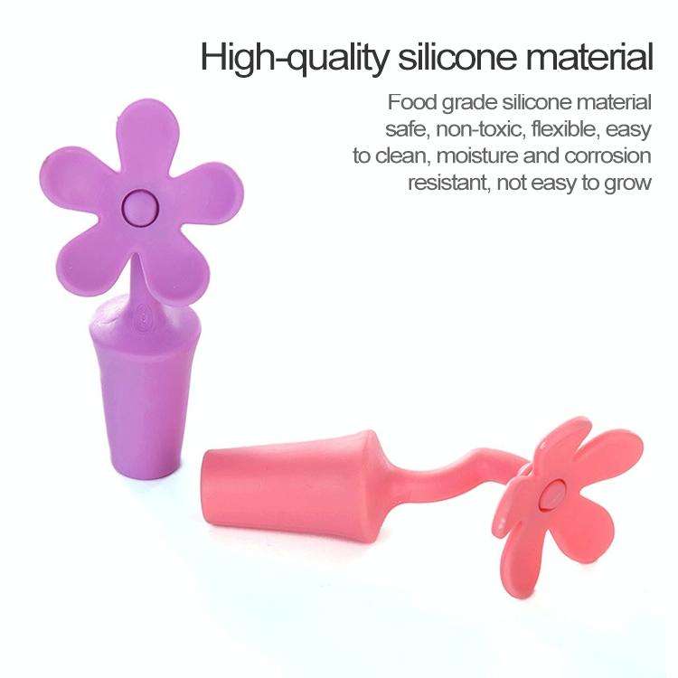 5 PCS Silicone Wine Stopper Flower Beer Stopper(Blue)