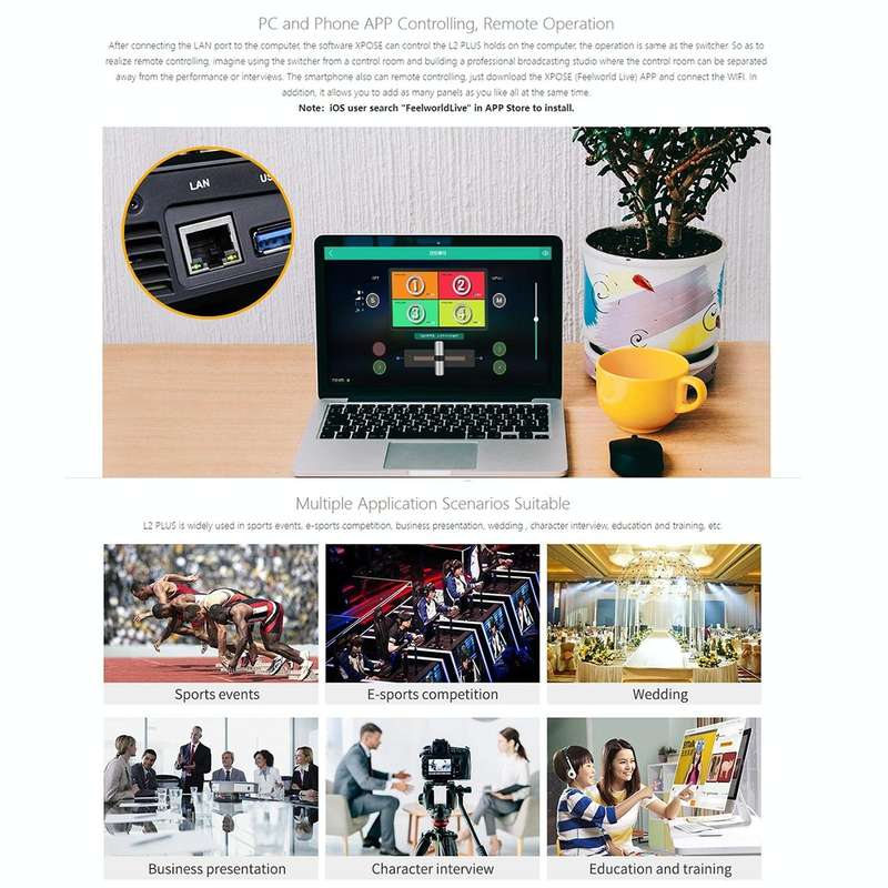 FEELWORLD L2 Plus Multi-camera Video Mixer Switcher with 5.5 inch Screen(AU Plug)