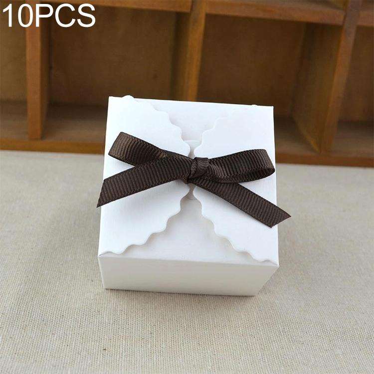 10 PCS Retro Mini Kraft Paper Box DIY Wedding Favor Gift Box Small Cake Box(White)