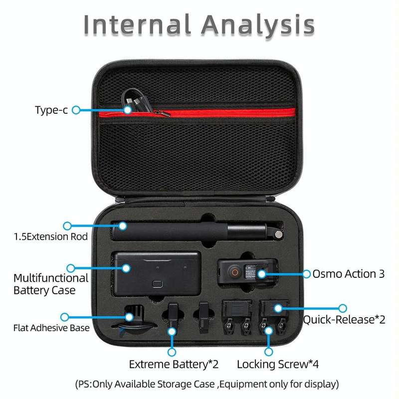 For DJI Osmo Action 3 Carrying Storage Case Bag,Size: 21.5 x 29.5 x 10cm (Grey)