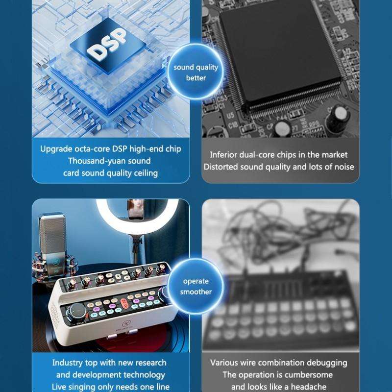 S18 Family KTV Desktop Live Special Sound Card Audio All-In-One Phone Singing Karaoke Microphone ...
