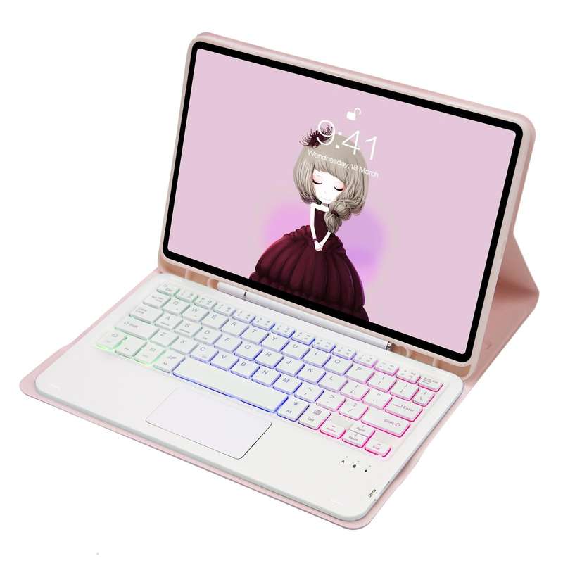 For Samsung Galaxy Tab S8 / S7 A700B-AS Candy Color Backlight Bluetooth Keyboard Leather Tablet C...