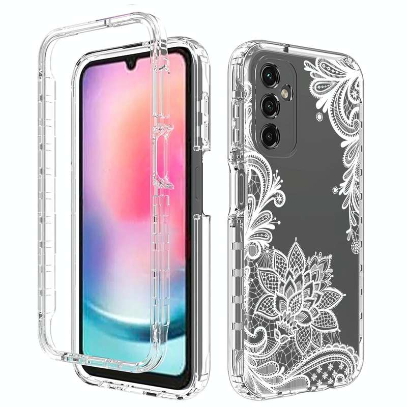 For Samsung Galaxy A24 5G / 4G Transparent Painted Phone Case(White Flower)