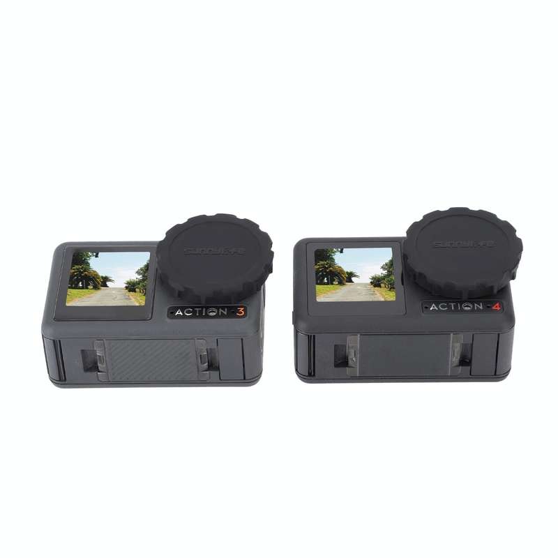 For DJI Osmo Action 3 / 4 Sunnylife 2pcs Scratch-resistant Camera Lens Cap Cover (Black)