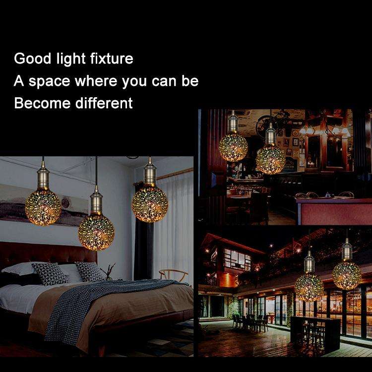 G95 E27 4W IP65 Waterproof Warm White 3D Fireworks LED Bulb, 2700K 48 LEDs SMD 2835 Vintage Atmos...